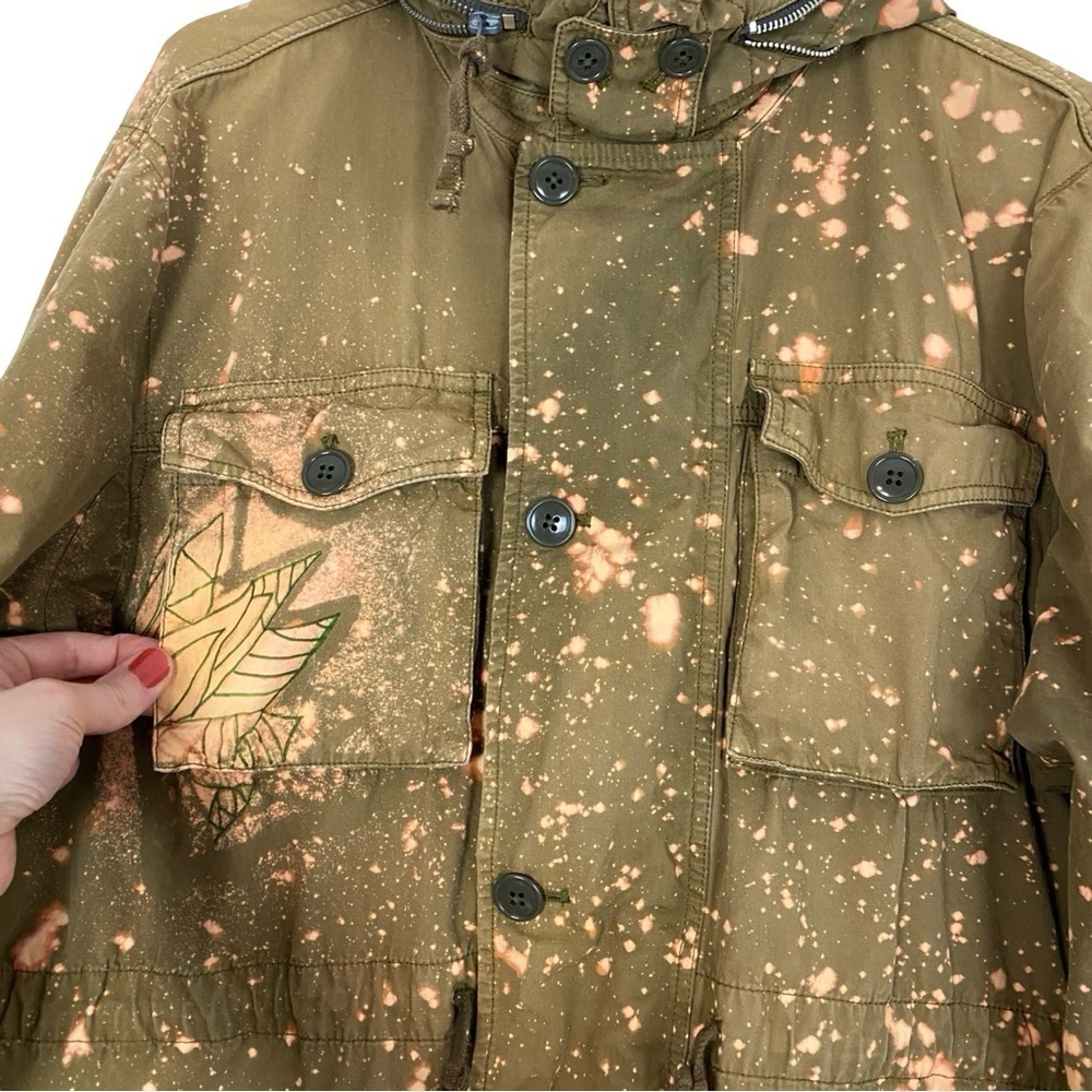 Upcycled Utility Jacket Mens Size Large J Crew Field Mechanic Jacket Army Tan - Picture 5 of 16